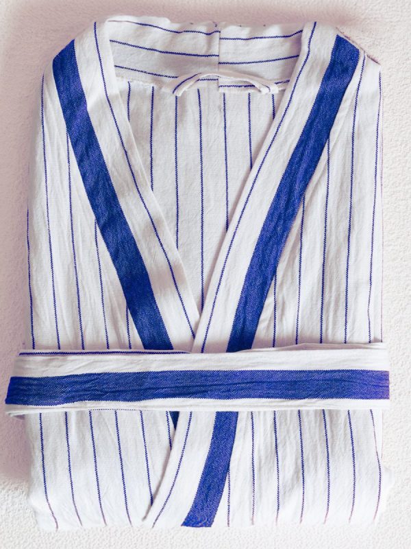 birlik1952 peştemal bornoz pamuklu kimono robe bathrobe whosale turkey textile pesthemal çizgili striped blue mavi