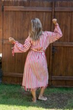 birlik1952 peştemal bornoz pamuklu kimono robe bathrobe whosale turkey textile pesthemal çizgili striped red kırmızı