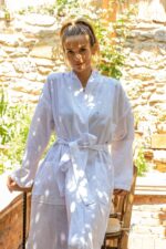 birlik1952 şantuk keten linen flam borno şantuklu flamlı cotton pamuk robe bathrobe white beyaz