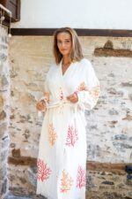 birlik1952 taş ağaç baskı wood print handmade robe bornoz bathrobe mercan resif coral desen