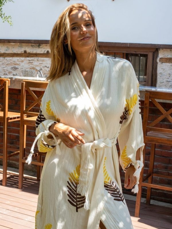 birlik1952 taş ağaç baskı wood print handmade robe bornoz bathrobe yaprak desen leaves