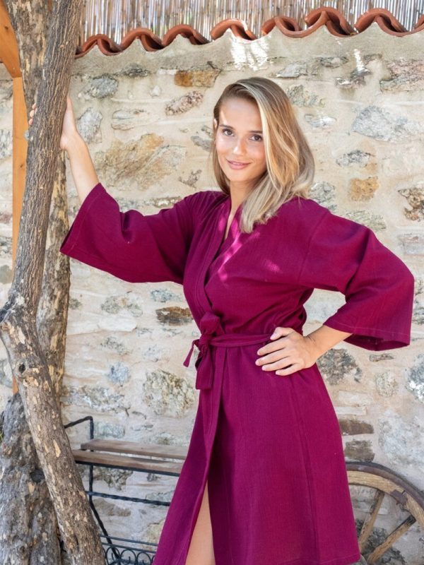 birlik1952 şile rize buldan kızılcabölük bezi bornoz robe bathrobe kimono otantik nature fabric şarap wine bordo