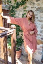 birlik1962 şile rize buldan kızılcabölük bezi bornoz robe bathrobe kimono otantik nature fabric terracota kiremit