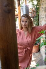 birlik1962 şile rize buldan kızılcabölük bezi bornoz robe bathrobe kimono otantik nature fabric terracota kiremit