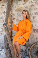 birlik1952 şile rize buldan kızılcabölük bezi bornoz robe bathrobe kimono otantik nature fabric turuncu