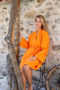 birlik1952 şile rize buldan kızılcabölük bezi bornoz robe bathrobe kimono otantik nature fabric turuncu