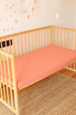 birlik1952 bebek çocuk baby child muslin çarsaf müslin lastikli bed sheet fitted whosale toptan baby crib terracota kiremit
