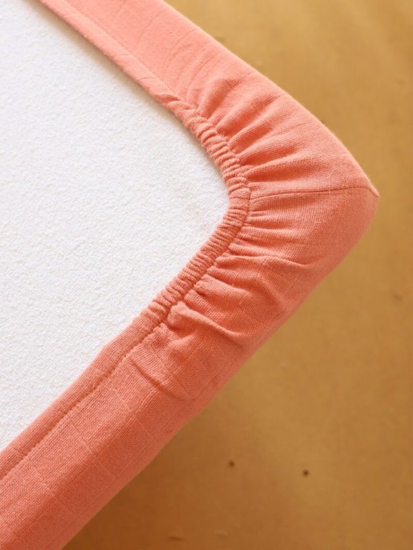 birlik1952 bebek çocuk baby child muslin çarsaf müslin lastikli bed sheet fitted whosale toptan baby crib terracota kiremit