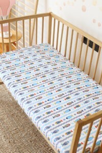birlik1952 bebek çocuk baby child muslin çarsaf müslin lastikli bed sheet fitted whosale toptan baby crib marin balık fish