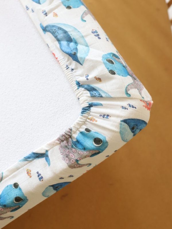 birlik1952 bebek çocuk baby child muslin çarsaf müslin lastikli bed sheet fitted whosale toptan baby crib octopus ahtapot