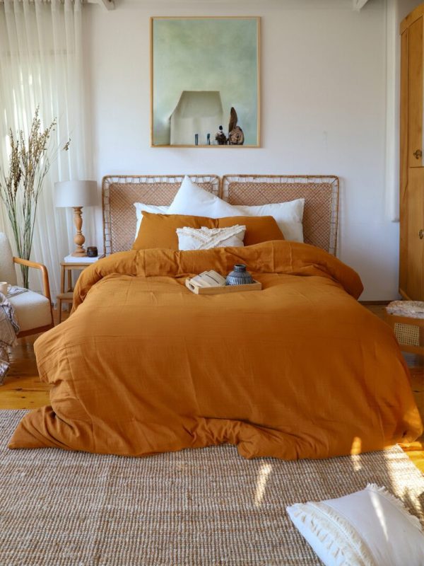 birlk1952 müslin nevresim takımı bed linen set muslin crinkle whosale turkey textile denizli cotton karamel caramel