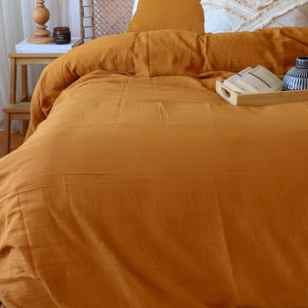 birlk1952 müslin nevresim takımı bed linen set muslin crinkle whosale turkey textile denizli cotton karamel caramel