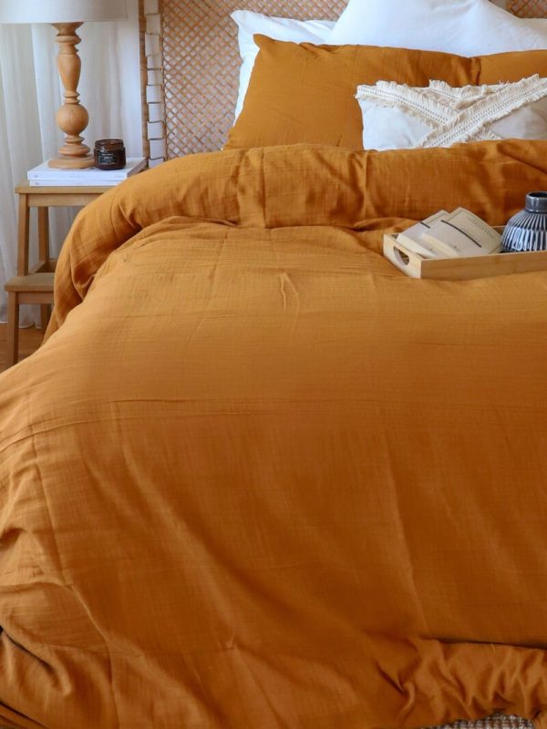 birlk1952 müslin nevresim takımı bed linen set muslin crinkle whosale turkey textile denizli cotton karamel caramel