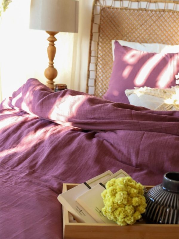 birlk1952 müslin nevresim takımı bed linen set muslin crinkle whosale turkey textile denizli cotton mürdüm plum