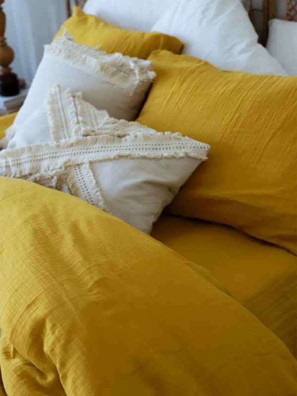 birlk1952 müslin nevresim takımı bed linen set muslin crinkle whosale turkey textile denizli cotton hardal mustard sarı yellow