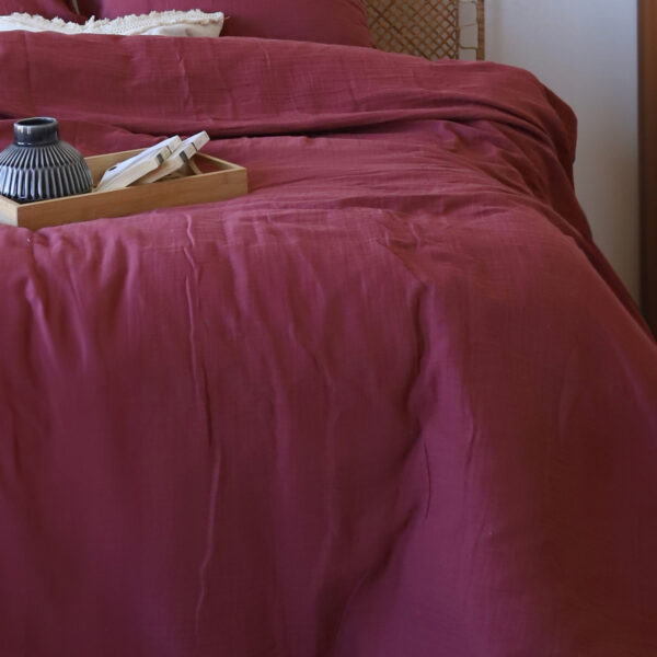 birlk1952 müslin nevresim takımı bed linen set muslin crinkle whosale turkey textile denizli cotton şarap wine vişne