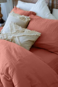 birlk1952 müslin nevresim takımı bed linen set muslin crinkle whosale turkey textile denizli cotton terracota kiremit