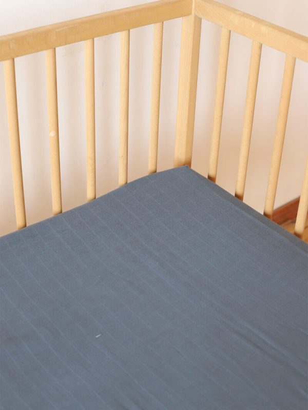 birlik1952 bebek çocuk baby child muslin çarsaf müslin lastikli bed sheet fitted whosale toptan baby crib indigo mavi blue