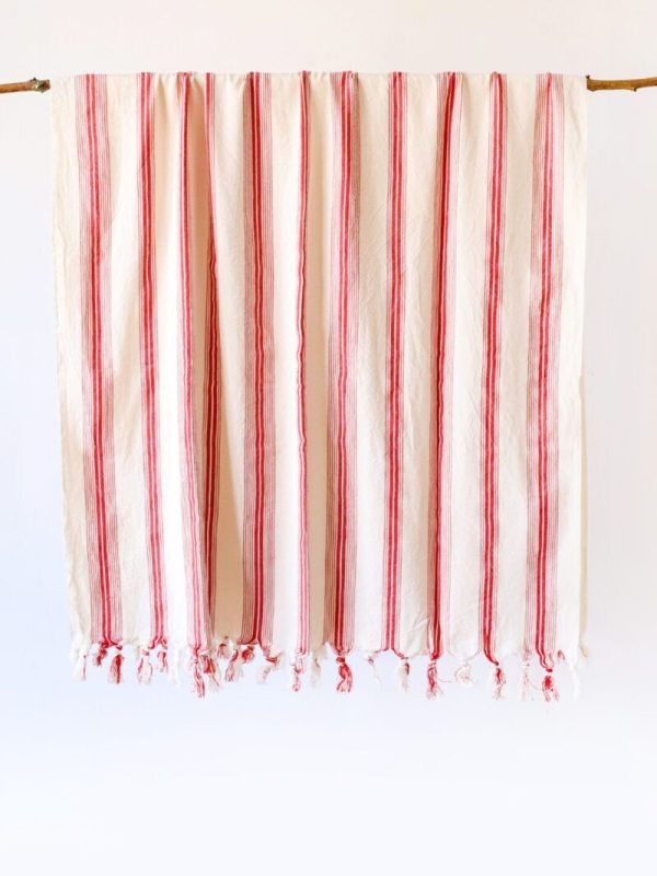 birlik1952 french striped çizgili kara tezgah black loom peştemal beach towel buldan geleneksel pesthemal kırmızı red