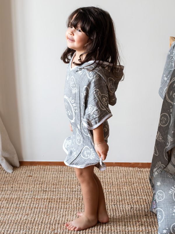 birlik1952 miniyo gezegenler müslin kumaş fabric jaquard jakarlı gauze child panço poncho cotton pamuk antrasit