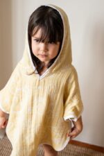 birlik1952 miniyo gezegenler müslin kumaş fabric jaquard jakarlı gauze child panço poncho cotton pamuk sarı yellow