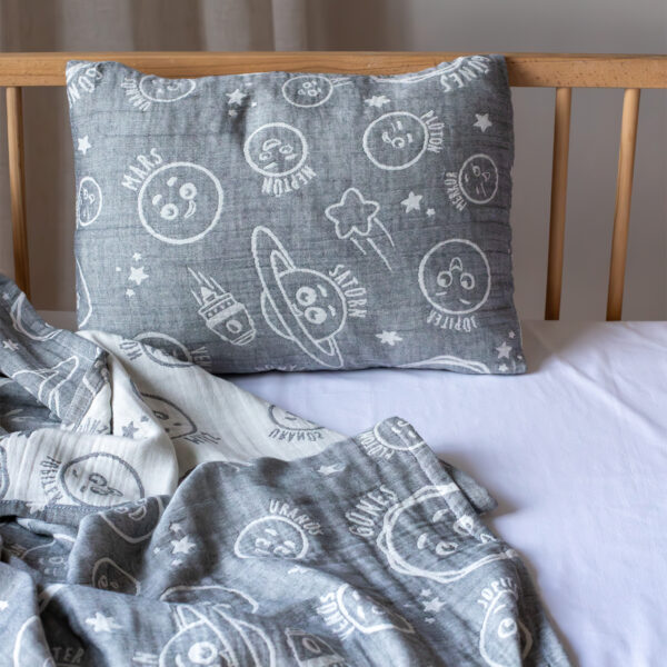 birlik1952 miniyo gezegenler müslin kumaş fabric jaquard gauze child swaddle battaniye örtü pike yastık antrasit