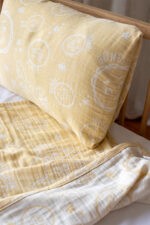 birlik1952 miniyo gezegenler müslin kumaş fabric jaquard gauze child swaddle battaniye örtü pike yastık yellow sarı