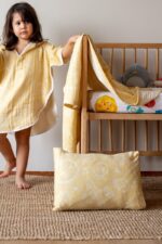 birlik1952 miniyo gezegenler müslin kumaş fabric jaquard gauze child swaddle battaniye örtü pike yastık yellow sarı