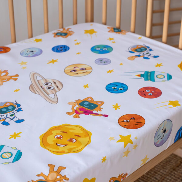 birlik1952 miniyo gezegenler lastikli çarşaf baby crib takımı baskılı lisanslı baby child bed linen set sheet space