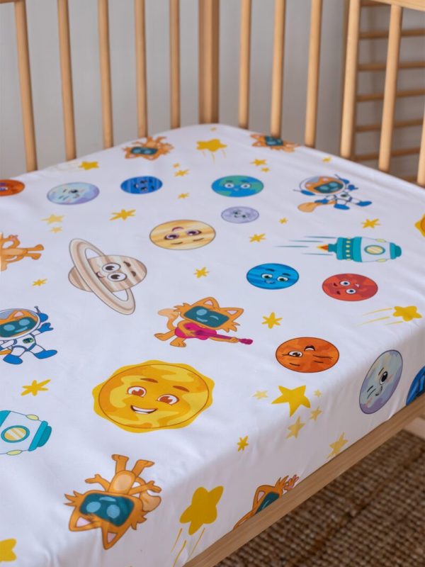 birlik1952 miniyo gezegenler lastikli çarşaf baby crib takımı baskılı lisanslı baby child bed linen set sheet space