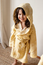 birlik1952 miniyo gezegenler space müslin muslin kumaş fabric jaquard jakarlı gauze minio collection child robe bornoz sari yellow