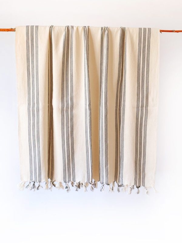 birlik1952 french 9 nine striped çizgili kara tezgah black loom peştemal beach towel buldan geleneksel pesthemal siyah black