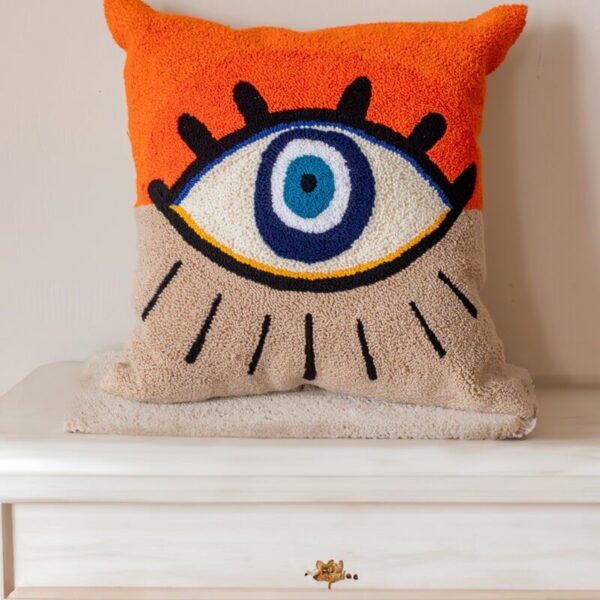 birlik1952 punch panç kırlent yastık kılıfı pillow case personalized embroiedryart nakış el işi hand made göz evil eye