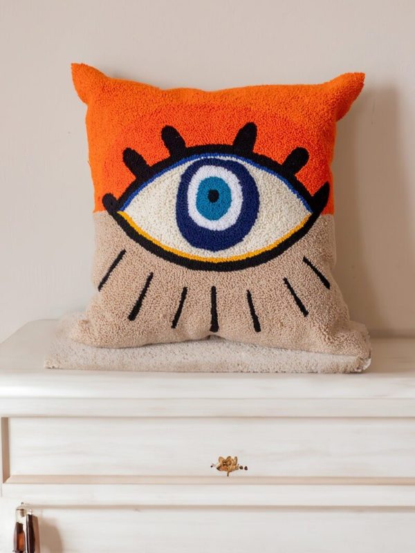 birlik1952 punch panç kırlent yastık kılıfı pillow case personalized embroiedryart nakış el işi hand made göz evil eye