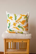 birlik1952 punch panç kırlent yastık kılıfı pillow case personalized embroiedryart nakış el işi hand made mimosa mimoza