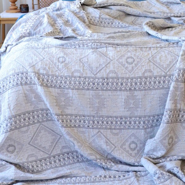 birlik1952 bedspread jaquard jakarlı bed swaddle battaniye etnik desen ethnic pamuk cotton pike pique whosale turkey yatak örtüsü antrasit gri