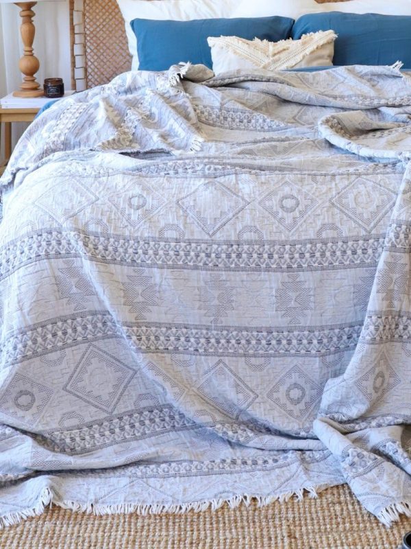 birlik1952 bedspread jaquard jakarlı bed swaddle battaniye etnik desen ethnic pamuk cotton pike pique whosale turkey yatak örtüsü antrasit gri