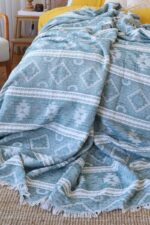 birlik1952 bedspread jaquard jakarlı bed swaddle battaniye etnik desen ethnic pamuk cotton pike pique whosale turkey yatak örtüsü mint green