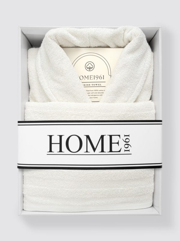 birlik1952 home1961 bukle banyo bornoz bathrobe robe bath turkish cotton hand towel set gift box hediye kutulu bornoz seti pamuklu el havlusu krem cream ekru