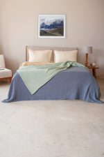 birlik1952 8 kat layer gauze müslin crinkle double side çift taraflı cotton bedspread swaddle quilt bedroom indigo adaçayı blue sage green