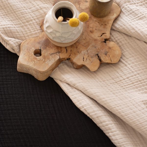 birlik1952 8 kat layer gauze müslin crinkle double side çift taraflı cotton bedspread swaddle quilt bedroom siyah krem black cream white