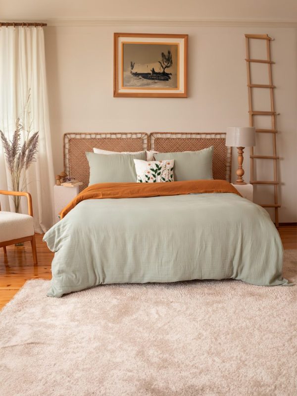 birlik1952 2 kat gauze muslin double side çift yönlü taraflı nevresim quilt cover bed linen set müslin adaçayı yeşil karamel caramel