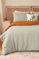 birlik1952 2 kat gauze muslin double side çift yönlü taraflı nevresim quilt cover bed linen set müslin adaçayı yeşil karamel caramel