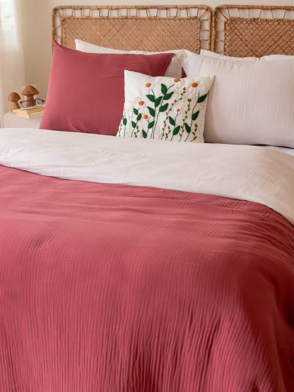 birlik1952 2 kat gauze muslin double side çift yönlü taraflı nevresim quilt cover bed linen set müslin şarap wine bej beige krem