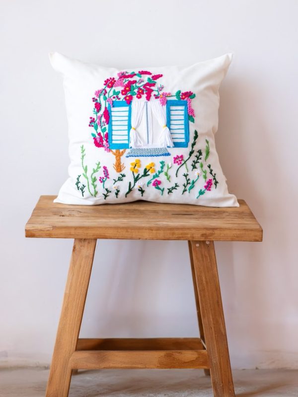 birlik1952 punch needle kırlent pillow case hand made el yapımı boho bohem linen yastık kılıfı alaçatı bodrum begonvil