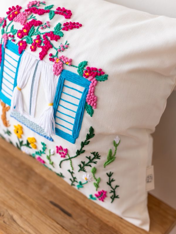 birlik1952 punch needle kırlent pillow case hand made el yapımı boho bohem linen yastık kılıfı alaçatı bodrum begonvil