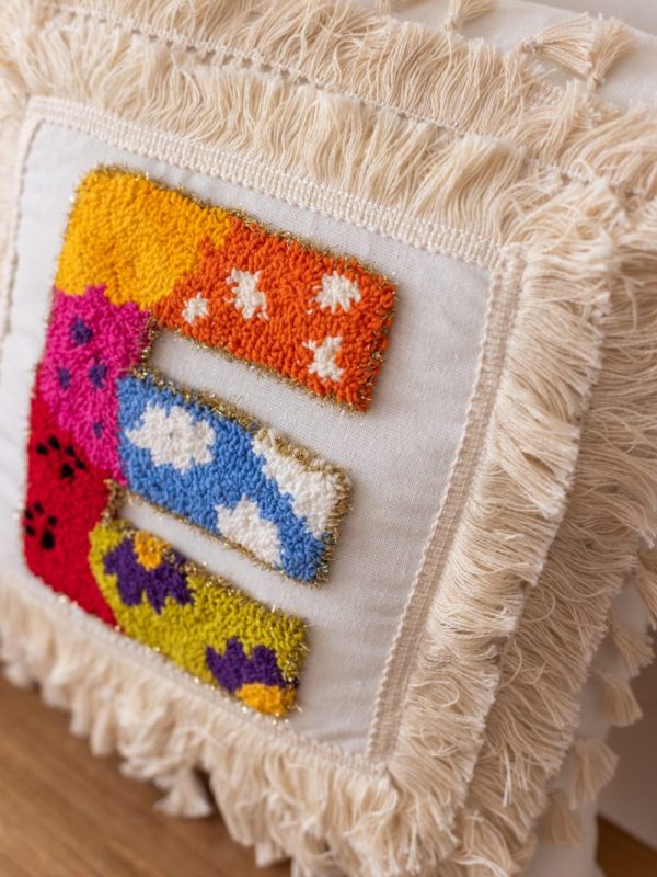 birlik1952 punch needle kırlent pillow case hand made el yapımı boho bohem linen yastık kılıfı kişiselleştime personalized harf letter