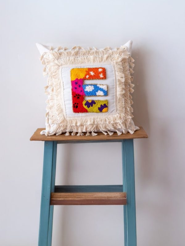 birlik1952 punch needle kırlent pillow case hand made el yapımı boho bohem linen yastık kılıfı kişiselleştime personalized harf letter