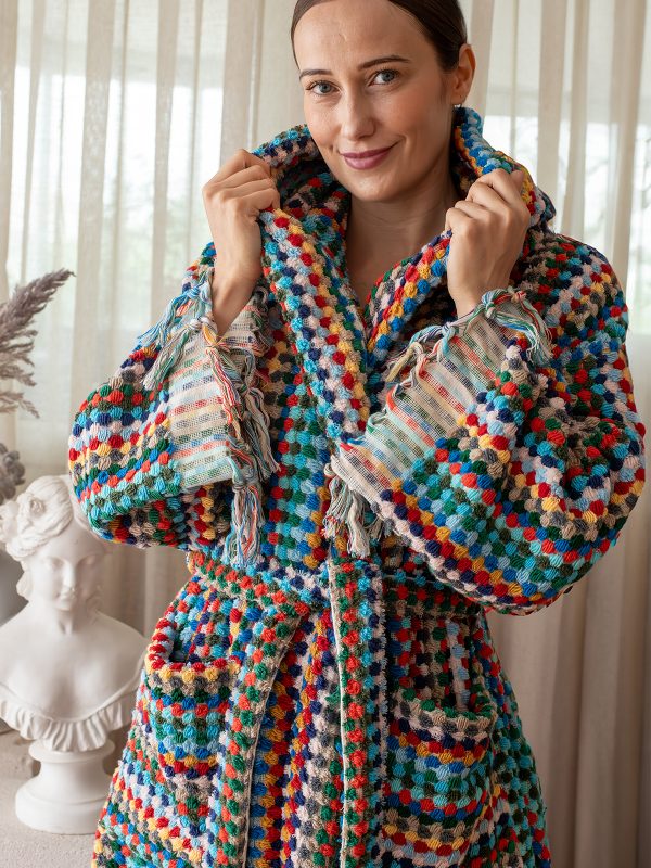 birlik1952 vivamaison bubble nohut bornoz gramajlı luxury robe bathrobe whosale cotton gökkuşağı rainbow