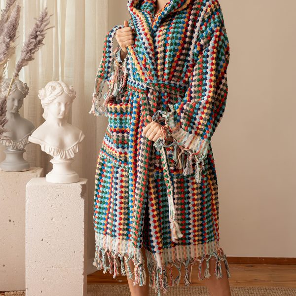 birlik1952 vivamaison bubble nohut bornoz gramajlı luxury robe bathrobe whosale cotton gökkuşağı rainbow